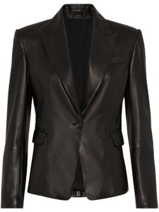 Brunello Cucinelli blazer en cuir à simple boutonnage - Noir