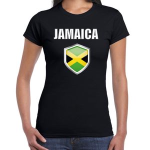 Jamaica landen supporter t-shirt met Jamaicaanse vlag schild zwart dames