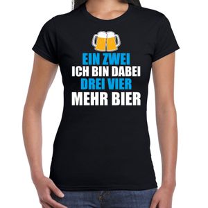 Apres ski t-shirt Ein Zwei Drei Bier zwart dames - Wintersport shirt - Foute apres ski outfit