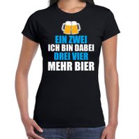 Apres ski t-shirt Ein Zwei Drei Bier zwart dames - Wintersport shirt - Foute apres ski outfit