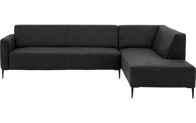 Goossens Bank Key West antraciet, micro leer, 3-zits, modern design met ligelement rechts