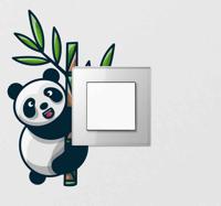 Muursticker stopcontact Grappige klimmende panda - thumbnail