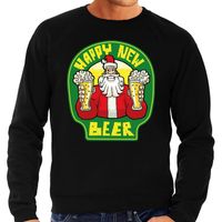 Foute Nieuwjaar / Kersttrui happy new beer / bier zwart heren - thumbnail