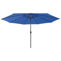 vidaXL Parasol met LED-verlichting en metalen paal 400 cm azuurblauw - thumbnail