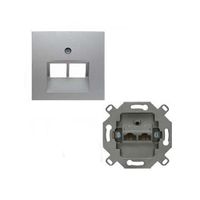 Berker UAE dataaansluiting 2 x RJ45 Cat.5e met inzetplaat aluminum S1