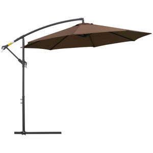 Outsunny afneembare parasol zweefparasol zwengelparasol met handkruk, koffie | Aosom Netherlands