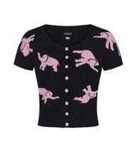 Collectif Minnie Tipsy Elephants Cardigan Black / Pink-XXL Collectif Minnie Tipsy Elephants Cardigan Black / Pink-XXL