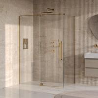 BRAUER Stellar Douchecabine - 140x80x200cm - draaideur - glascoating - omkeerbaar - helder glas - geborsteld goud PVD GS-SRC1H14080200GG