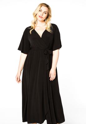 Yoek Dress cross-over | Zwart | Maat 58/60