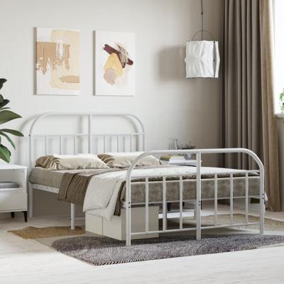 Bedframe met hoofd- en voeteneinde metaal wit 120x200 cm