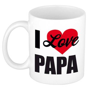 I love papa / Ik hou van papa cadeau mok / beker wit 300 ml - Cadeau mokken - feest mokken