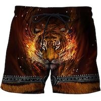 Voor heren Boardshorts Zwemshorts Lange zwembroeken Zomer korte broeken Strandshorts Zak Trekkoord Elastische taille Tijger Brief Sneldrogend Buiten Feestdagen Uitgaan Hawaii Boho 1 2 Lightinthebox - thumbnail