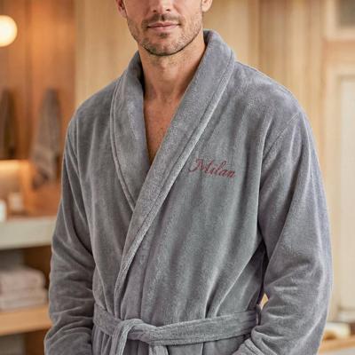 Heren badjas borduren - Grijs - L/XL