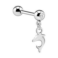 Jeweled Barbell with Charm Chirurgisch staal 316L / Belegde messing Barbells - thumbnail