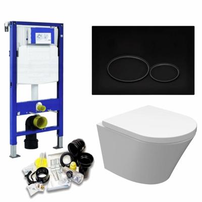 Geberit UP320 Toiletset 37 Aqua Splash Vesta Junior Rimless 47 cm Met Matzwarte Drukplaat