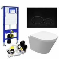 Geberit UP320 Toiletset 37 Aqua Splash Vesta Junior Rimless 47 cm Met Matzwarte Drukplaat