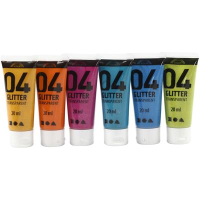 Creativ Company Kinder acrylverf glitter kleur, 6x20ml