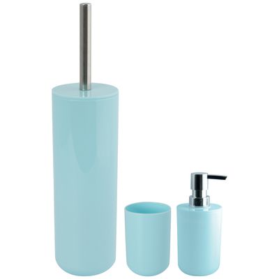 Toiletborstel in houder/zeeppompje/beker badkamer set Moods - kunststof - mintgroen