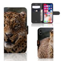 Apple iPhone X | Xs | Telefoonhoesje | Met pasjeshouder | Luipaard