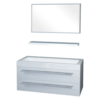 Differnz Force badkamermeubel 100cm 2 kraangaten wit met spiegel en planchet Differnz Force badkamermeubel 100cm 2 kraangaten wit met spiegel en planchet