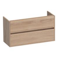 Brauer Adore - Onderkast Ondiep - 100 cm - met 2 Softclose Lades Greeploos en 1 Sifon Uitsparing - Lamellen Eiken Naturel