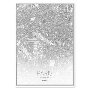 Schilderij - Luchtfoto van Parijs in zwart en wit