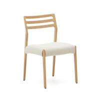 Kave Home Eetkamerstoel 'Cudia' Eikenhout en chenille, kleur Naturel