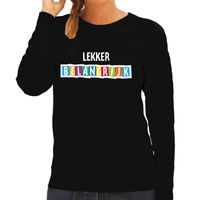 Lekker belangrijk fun tekst sweater zwart dames 2XL  - - thumbnail