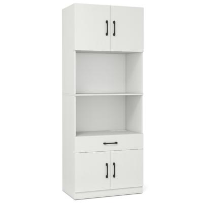 Keuken Kast 168 cm Buffetkast met Oplaadstation 1 USB & 1 Type-C voorraadkast Keuken met 4 Deuren Wit