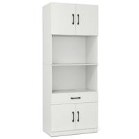 Keuken Kast 168 cm Buffetkast met Oplaadstation 1 USB & 1 Type-C voorraadkast Keuken met 4 Deuren Wit