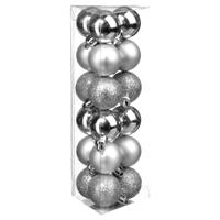 Kerstballen - 18x st -?zilver - glans/mat - D3 cm - kunststof - kerstversiering