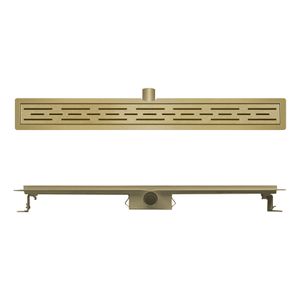 Douchegoot Wiesbaden Brass | 100 cm | Met vloerflens | Met rooster | Geborsteld messing PVD