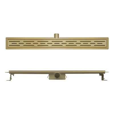 Douchegoot Wiesbaden Brass | 100 cm | Met vloerflens | Met rooster | Geborsteld messing PVD