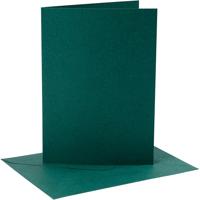 Kaarten en enveloppen, afmeting kaart 12,7x17,8 cm, afmeting envelop 13,3x18,5 cm, 230 gr, donkergroen, 4 set/ 1 doos