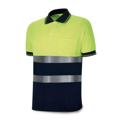 Herenpolo met Korte Mouwen Geel Marineblauw Hoge zichtbaarheid Maat 3XL