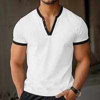 Voor heren Wafel Henley-shirt Wafelgebreid T-shirt T-shirt Effen Kleur V-hals Buiten Casual Korte mouw nappi Gebreid Kleding Modieus Ontwerper Comfortabel Lightinthebox