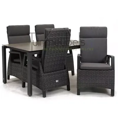 Tuinstoel Prato Forte wicker met GOA HPL 160 cm donker grijs
