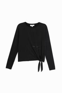 Cupro T-shirt met knoop - BLACK - L