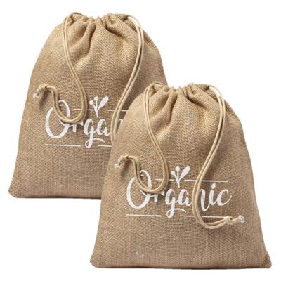 Nuture Eco Sport gymtasje - 4x stuks - met rijgkoord sluiting - 25 x 30 cm - jute katoen - voor kind