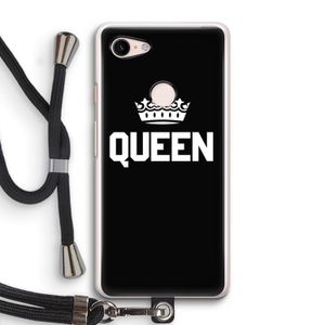 Queen zwart: Pixel 3 Transparant Hoesje met koord