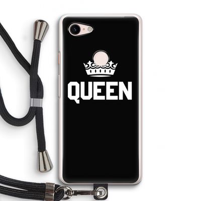 Queen zwart: Pixel 3 Transparant Hoesje met koord