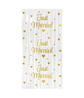 Feestgordijn Just Married Wit/Goud