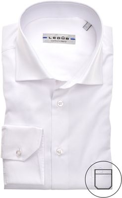 Ledȗb Heren Overhemd Spierwit Comfort Blend Borstzakje Modern Fit ML7