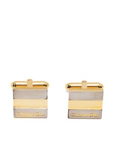 Christian Dior Pre-Owned boutons de manchette bicolores à logo gravé (années 1980) - Argent