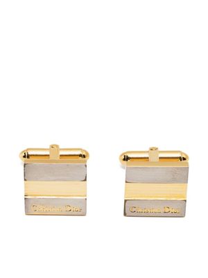Christian Dior Pre-Owned boutons de manchette bicolores à logo gravé (années 1980) - Argent
