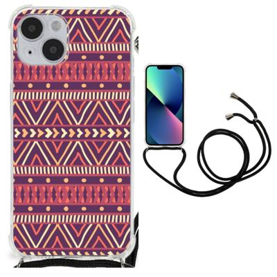 iPhone 14 Plus Doorzichtige Silicone Hoesje Aztec Paars