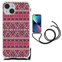 iPhone 14 Plus Doorzichtige Silicone Hoesje Aztec Paars