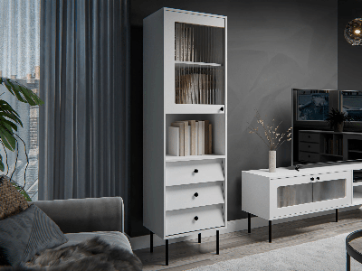 Kolomkast AURALU 1 deur 3 lades wit