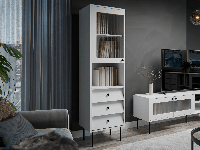 Kolomkast AURALU 1 deur 3 lades wit