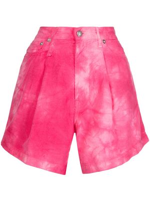 R13 short en velours côtelé à imprimé tie-dye - Rose